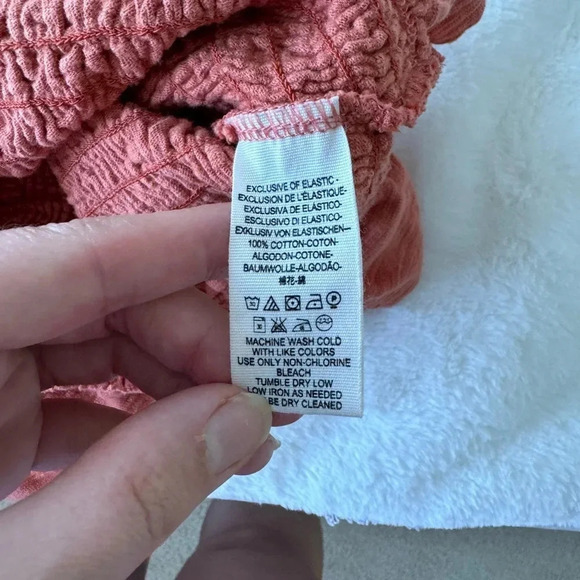 Free People Babe Rust Orange Smocked Tube Top with Button Detail size small - Picture 8 of 9